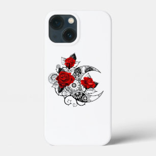 Funda Para iPhone 13 Mini Media luna mecánica con rosas rojas