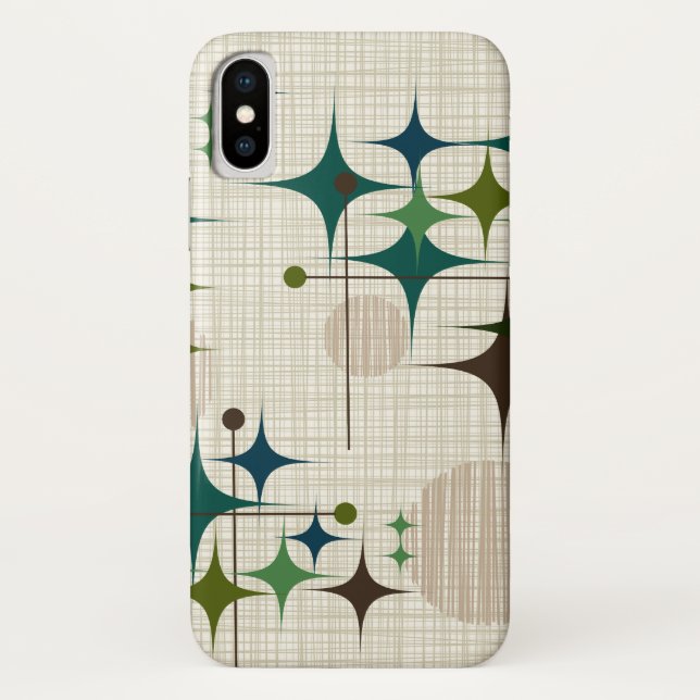 Funda De Case-Mate Para iPhone Mediados de siglo Starbursts moderno y globos (Reverso)