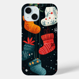 Funda Para iPhone 15 Medias Navideñas Coloridas Decoración Festiva de V