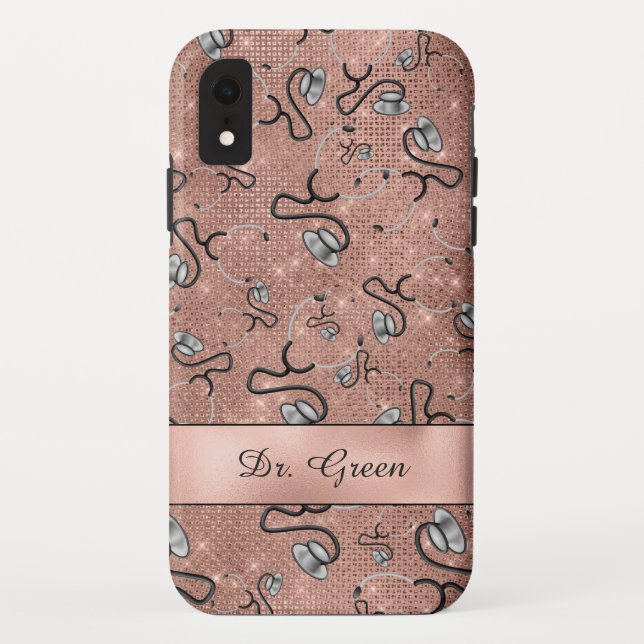 Funda De Case-Mate Para iPhone Médico, Enfermero, Estetoscopios con temática Médi (Reverso)