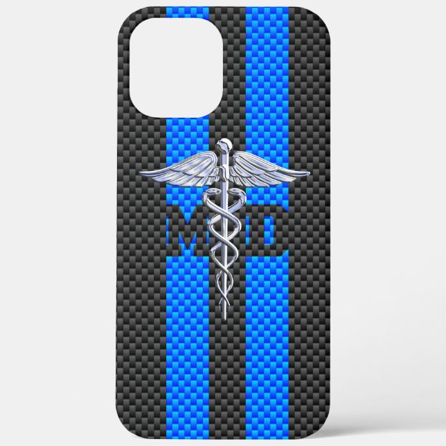 Funda De Case-Mate Para iPhone Médico MD Caduceo en Rayas Vibrantes (Reverso )