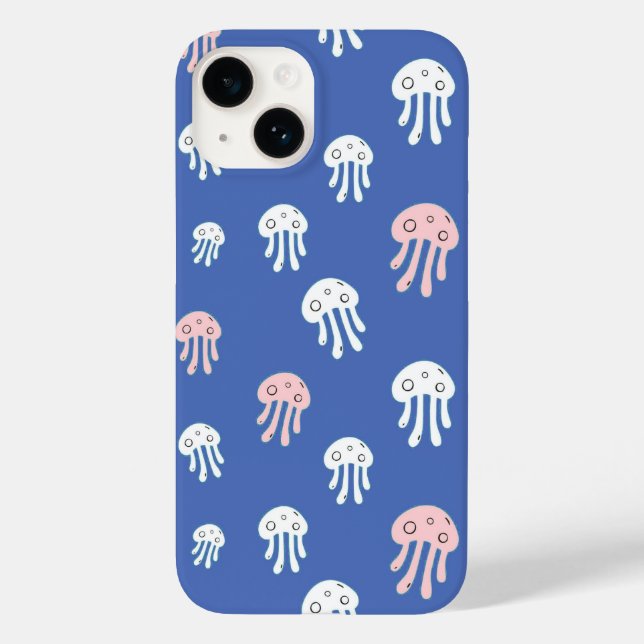 Funda De Case-Mate Para iPhone Medusas sobre fondo azul (Reverso )