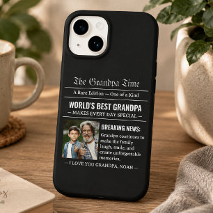 Funda Para iPhone 14 De Case-Mate Mejor abuelo del mundo foto periódico negro