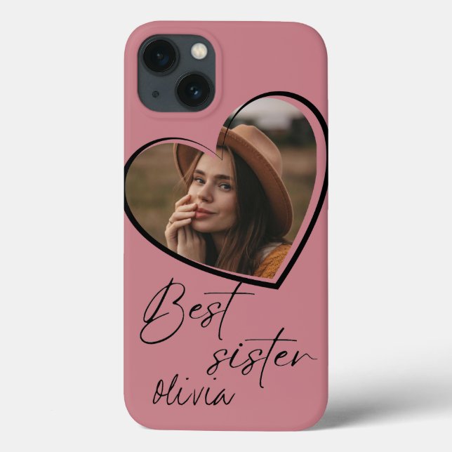 Funda De Case-Mate Para iPhone Mejor foto de hermana elegante negro moderno (Reverso)