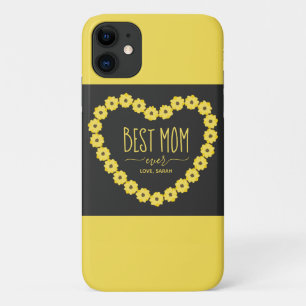 Funda Para iPhone 11 Mejor Mamá del Mundo Girasol Nombre Personalizado