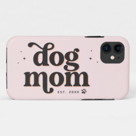 Funda Para iPhone 11 Mejor Mamá Perro Tipografía Retro Moderna y Huella