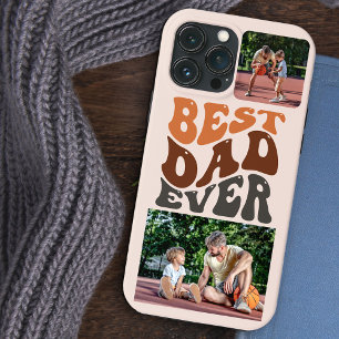 Funda Para iPhone 13 Pro Max Mejor Papá del Mundo 2 Foto y Tipografía Retro Gro