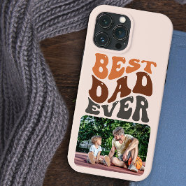 Funda Para iPhone 13 Pro Max Mejor Papá del Mundo Foto y Tipografía Retro Groov