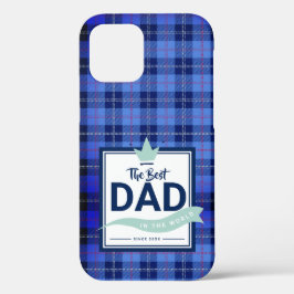 Funda Para iPhone 12 Mejor Papá En El Mundo Blue Tartan Crown Jugando C