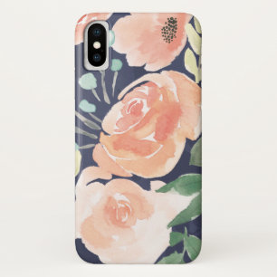Funda Para iPhone X Melocotón floreciente del placer el   y rosas y