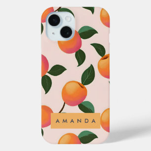 Funda Para iPhone 15 Melocotones personalizados de patrón de durazno