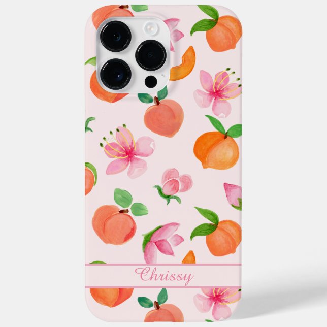 Funda De Case-Mate Para iPhone Melocotones y flores acuáticas (Reverso)