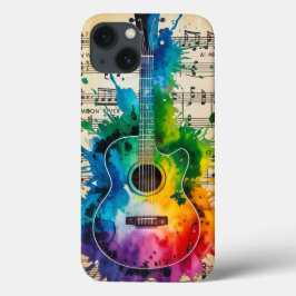 Funda Para iPhone 13 Melodía colorida: Guitarra pintada sobre música vi