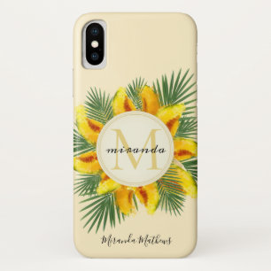 Funda Para iPhone X Melon Melon Hojas Tropicales Monograma de corona