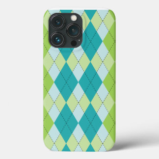 Funda Para iPhone 13 Pro Melon Mod Argyle verde azulado