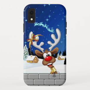 Funda Para iPhone XR Meme Divertido de Navidad de Reno Espiando