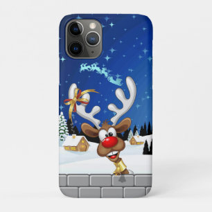 Funda Para iPhone 11 Pro Meme Divertido de Navidad de Reno Espiando