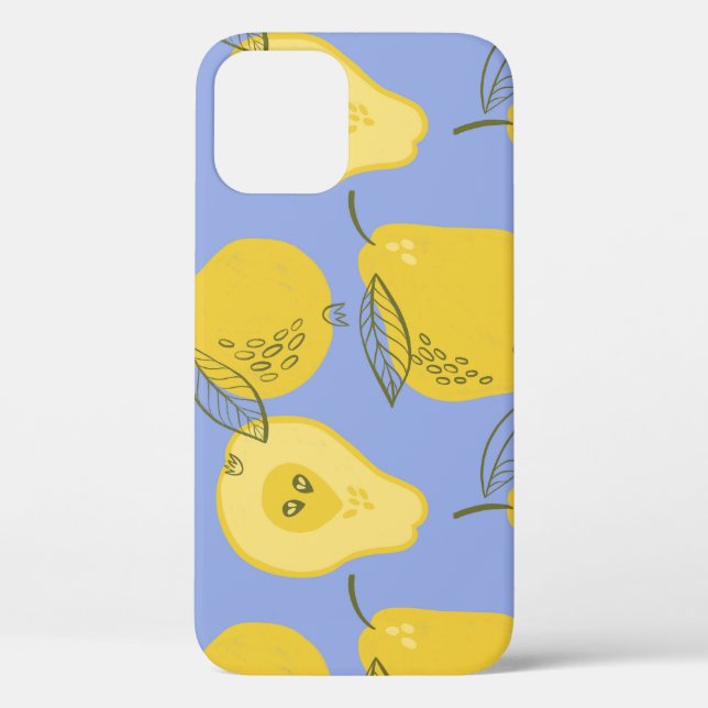 Funda De Case-Mate Para iPhone Memphis estilo peras: fondo azul. (Reverso )