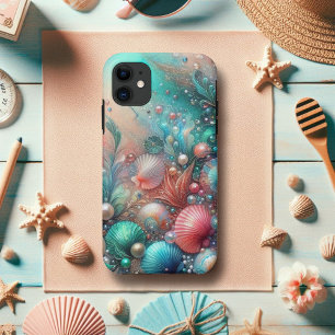 Funda Para iPhone 11 Menta y conchas de coral océano felicidad