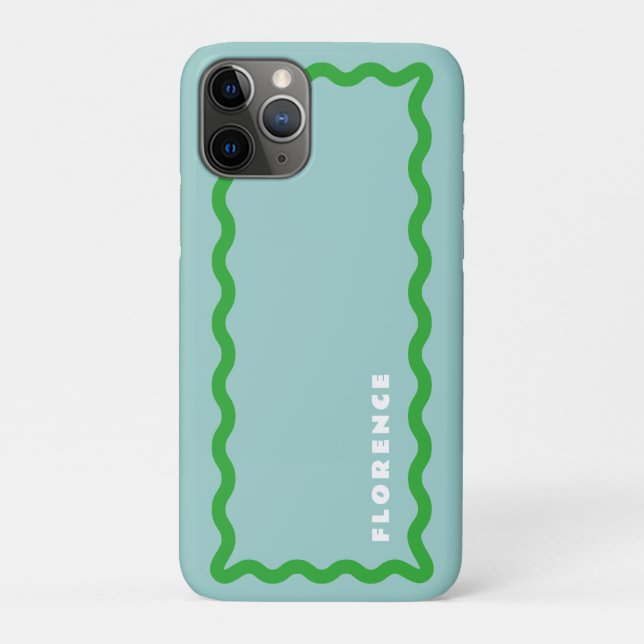 Funda De Case-Mate Para iPhone Menta y verde brillante riña con texto (Reverso)