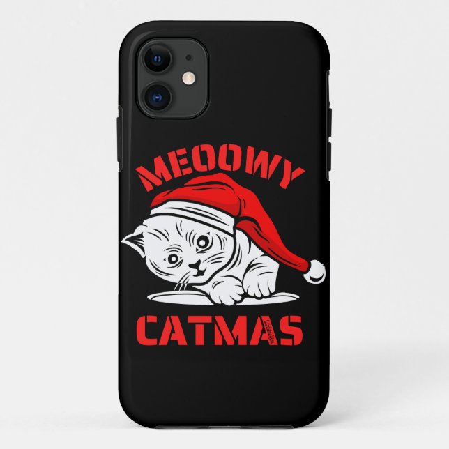 Funda De Case-Mate Para iPhone MEOOWY CATMAS navidades graciosos gato (Reverso)