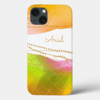 Mermaid Watercolor Art Gold Name Modern Fun