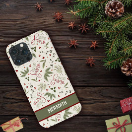 Funda Para iPhone 13 Pro Max Merry Christmas Pine Berry Inespirivienza Name