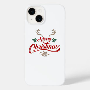 Funda Para iPhone 14 De Case-Mate Merry Christmas Vintage Design   Rojo y Verde
