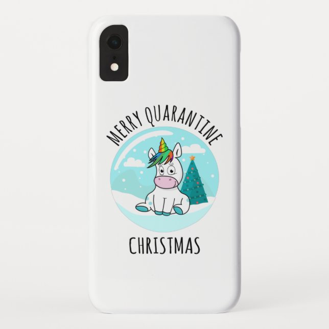 Funda De Case-Mate Para iPhone Merry Quarantine Navidades Unicorn (Reverso)