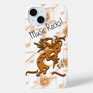 Funda Para iPhone 15 Merrymaker Musical Kokopelli Con Notas Musicales