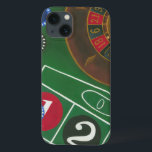 Funda Para iPhone 13 Mesa de ruleta con patas y rueda<br><div class="desc">La rueda giratoria contiene toda la energía en la mesa de ruleta, pero el poder de esta pintura está en la representación de la escena de un casino. El verde del fieltro y el color de las fichas te pone en la mesa, esperando tu apuesta para pagar. ¡Asegúrate de comprar...</div>