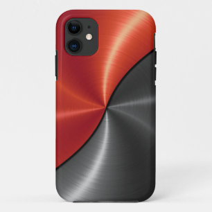Funda Para iPhone 11 Metal de acero brillante rojo de plata