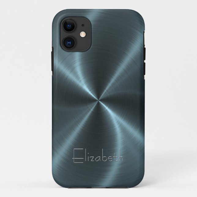 Funda De Case-Mate Para iPhone Metal de acero radial brillante fresco (Reverso)