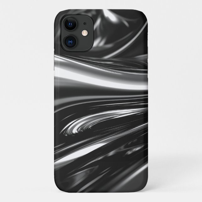 Funda De Case-Mate Para iPhone Metal plateado fluyente (Reverso)