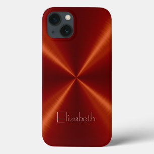 Funda Para iPhone 13 Metal rojo del acero inoxidable