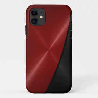 Funda Para iPhone 11 Metal rojo y negro del acero inoxidable