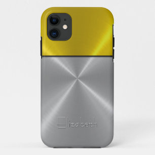 Funda Para iPhone 11 Metálico de acero brillante plateado y dorado