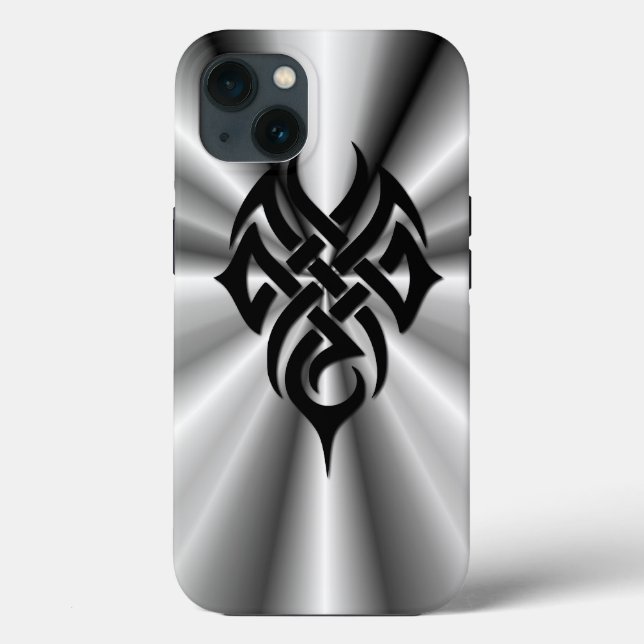 Funda De Case-Mate Para iPhone Metalizado: Acero tribal (Reverso )