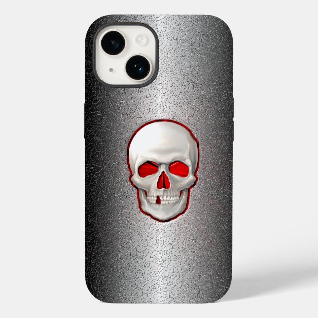 Funda De Case-Mate Para iPhone Metalizado con grietas - Entrada de cráneo brillan (Reverso )
