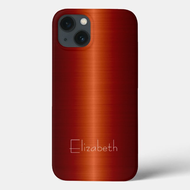 Funda De Case-Mate Para iPhone Metalizado de acero inoxidable rojo (Reverso)