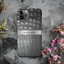 Funda Para iPhone 11 Pro Metalizado de cuero digital negro reptil