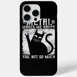 Funda Para iPhone 15 Pro Max Metalizado gracioso me hace feliz gato