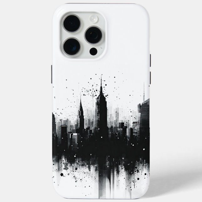 Funda De Case-Mate Para iPhone Metropolis en blanco y negro (Reverso )