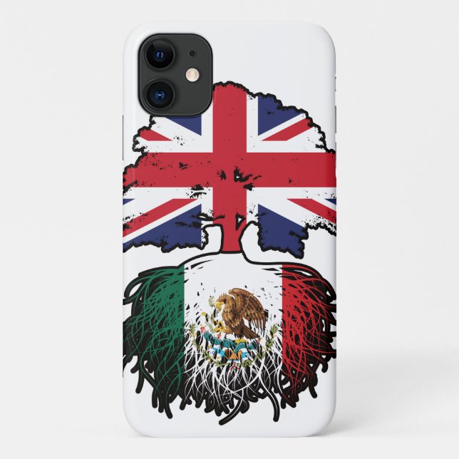 Funda De Case-Mate Para iPhone México Bandera de raíces de árboles británicos mex (Reverso)