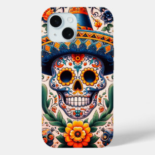 Funda Para iPhone 15 México Calavera De Azúcar Retro De Viaje