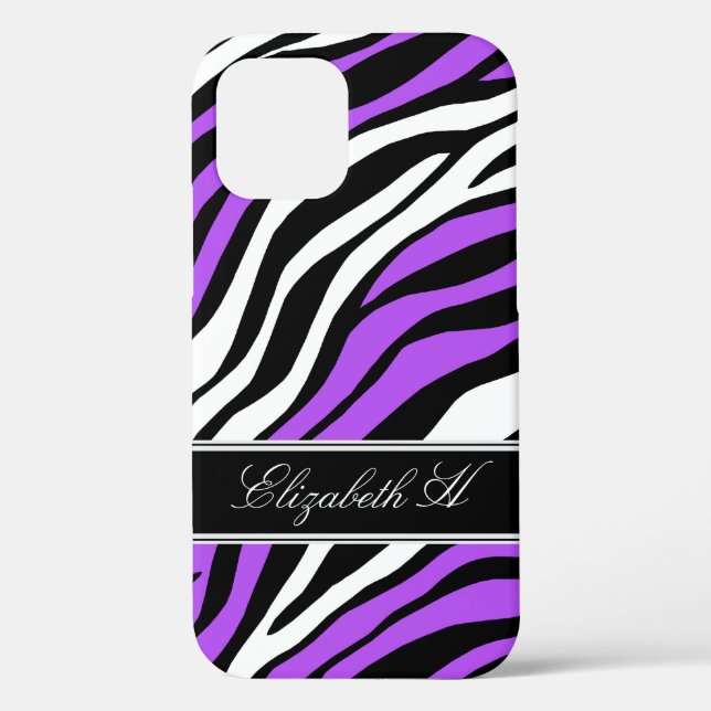 Funda De Case-Mate Para iPhone Mezcla de impresión de cebra morada (Reverso )