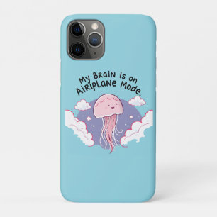 Funda Para iPhone 11 Pro Mi cerebro en modo avión Funny Jellyfish Niebla me