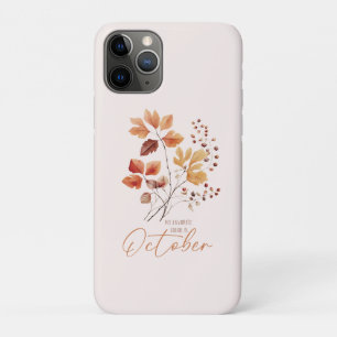 Funda Para iPhone 11 Pro Mi Color Favorito Es Octubre -Hojas De Otoño Y Pin