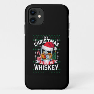 Funda Para iPhone 11 Mi espíritu navideño es whisky Suéter feo de Navid