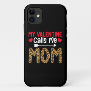 Funda Para iPhone 11 Mi San Valentín me llama mamá Leopardo Bufalo Cuad
